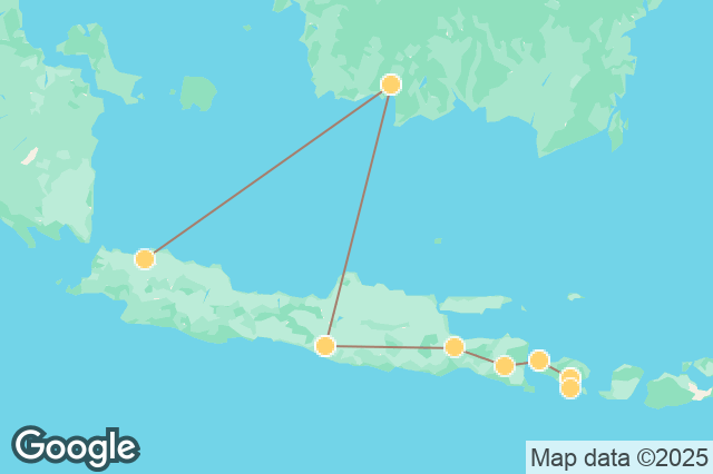 Carte circuit L’Essence de l’Asie : Aventure à Borneo, Découverte à Java, Détente à Bali Ouest