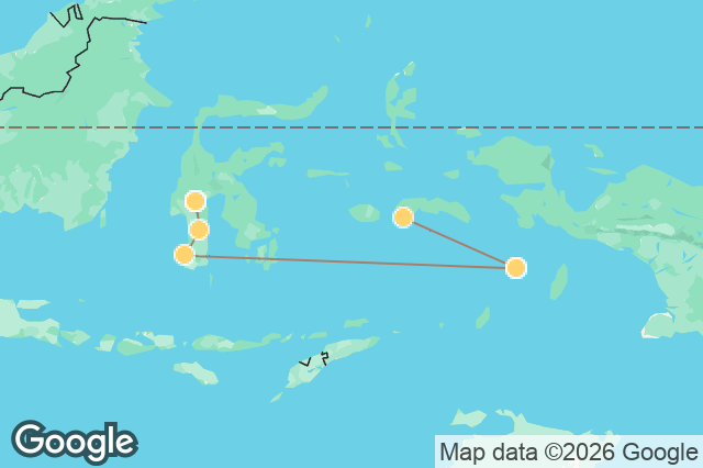 Carte circuit De Tana Toraja aux Îles Kei