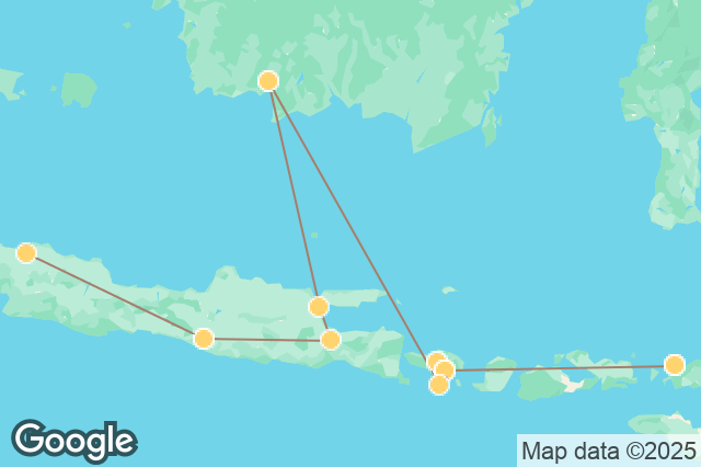 Carte circuit Temples millénaires, Jungle et plages paradisiaques : Java, Bornéo, Bali & Komodo