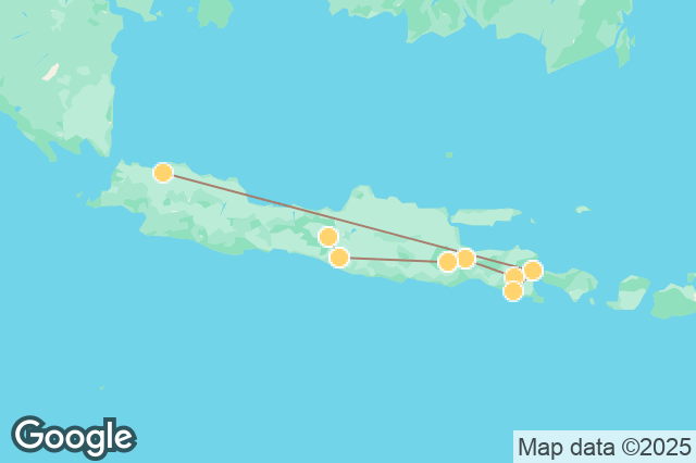 Carte circuit Trans java D'est en Ouest avec Magelang