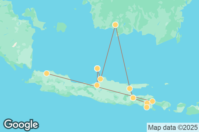 Carte circuit Traversée de Java & Bornéo : Volcans, Jungle & Îles Secrètes