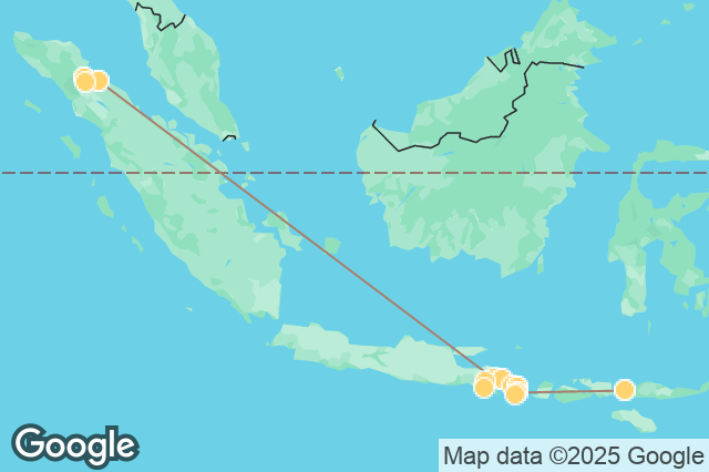 Carte circuit Grande Traversée Indonésienne : Sumatra, Java, Bali & Komodo