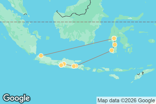 Carte circuit Kaléidoscope culturel entre Sulawesi et Java
