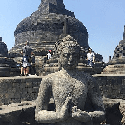 Statue de Bouddha du temple de Borobudur à Java en Indonesie