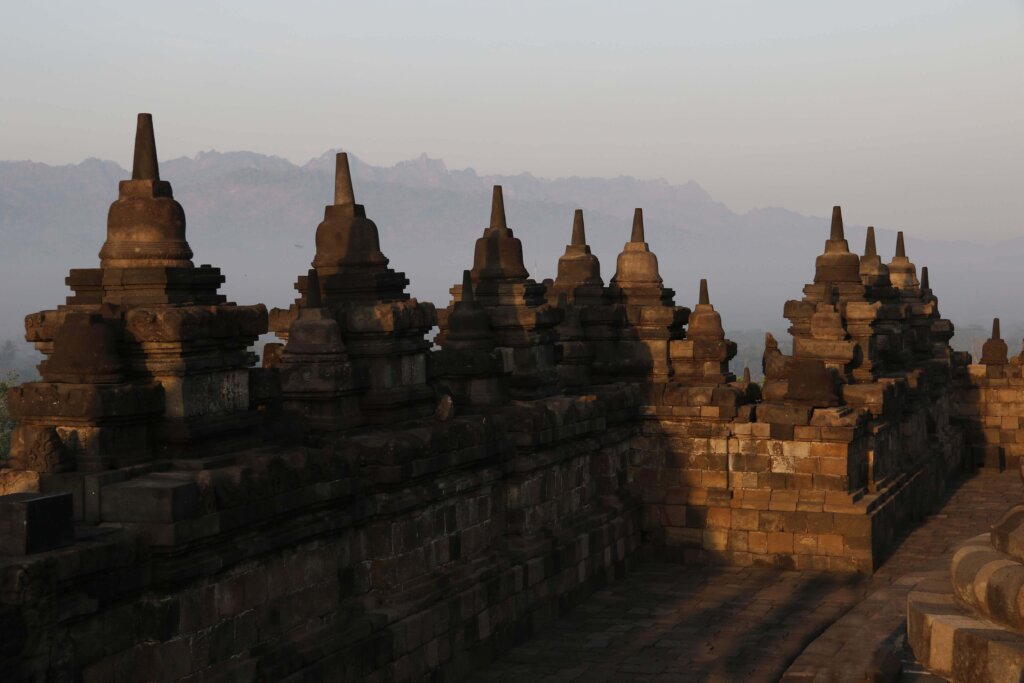 Indonesie lever du soleil au temple de Borobudur