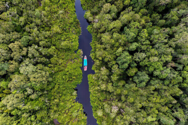 Making our way down the river of Tanjung Putting, Borneo