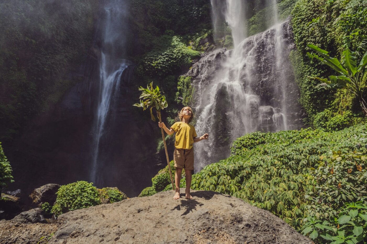Bali waterfall family