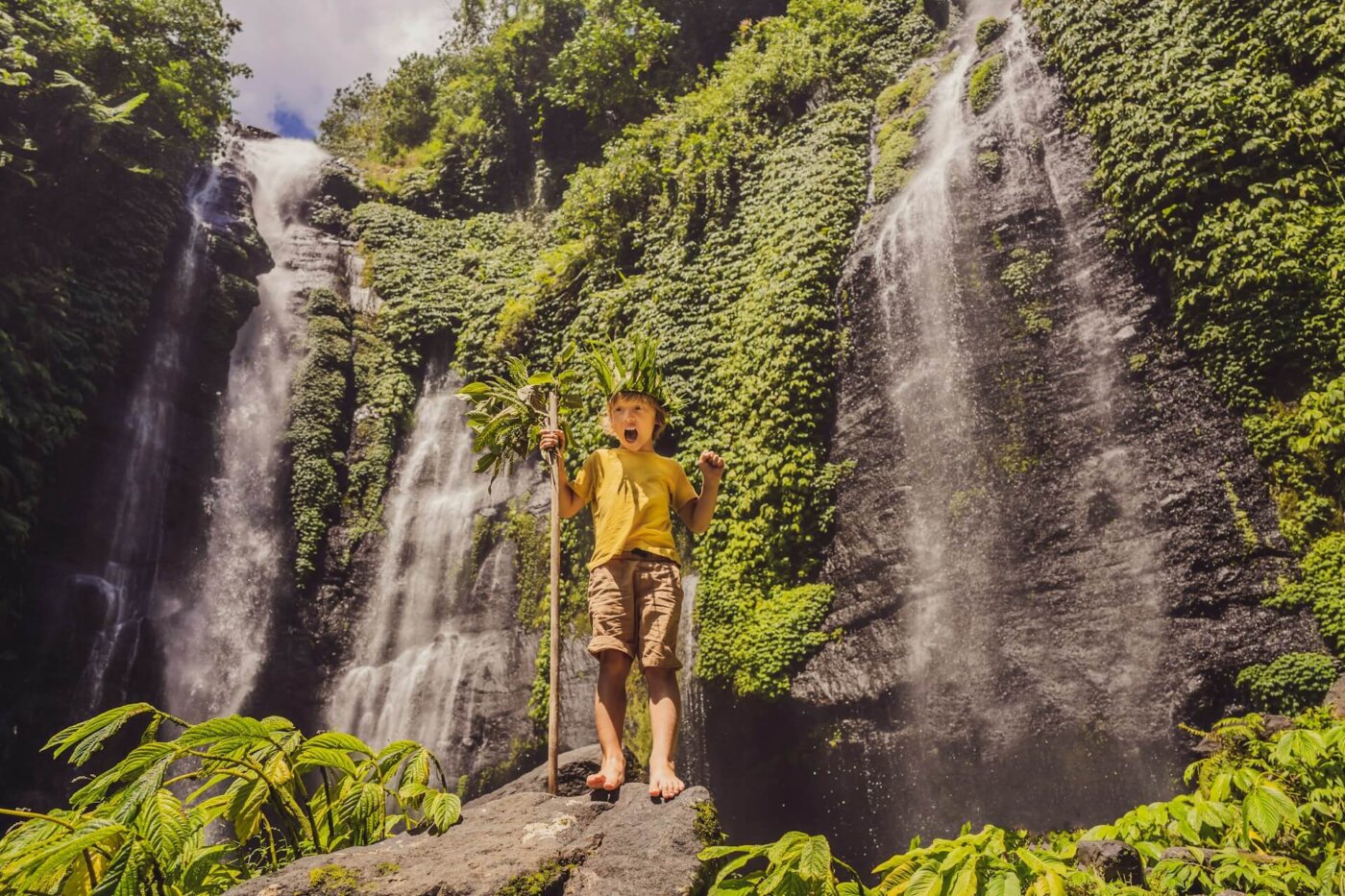 Bali waterfall family 2