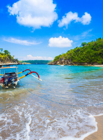 Tropical coastline of Nusa Penida island.
