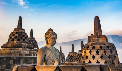 Borobudur temple at sunrise, Java, Indonesia